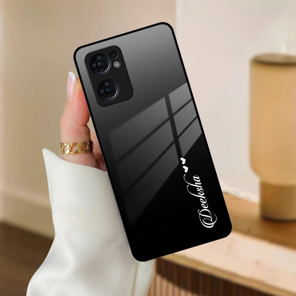 Customize Name Gradient Glass Case Cover Black For Oppo