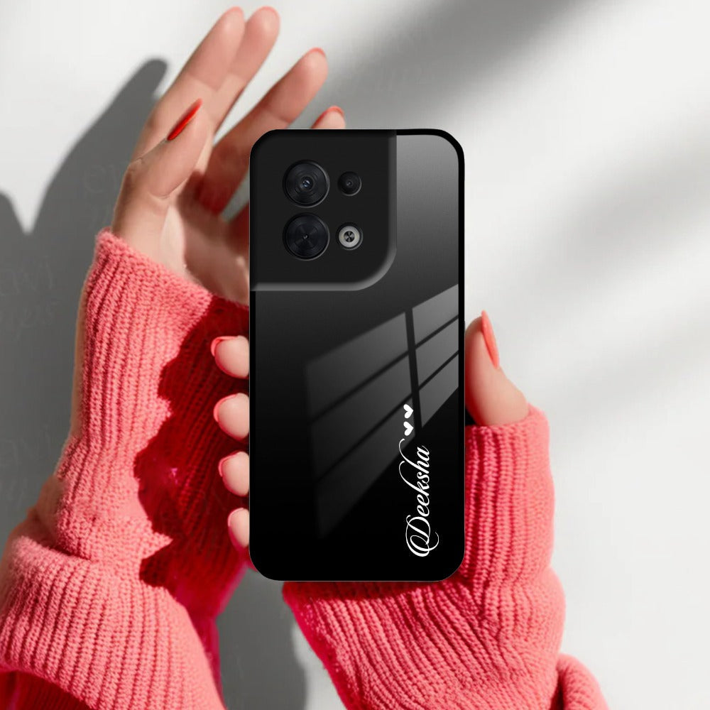 Customize Name Gradient Glass Case Cover Black For Oppo