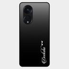 Customize Name Gradient Glass Case Cover Black For Oppo Reno 8T 5G