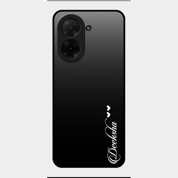 Customize Name Gradient Glass Case Cover Black For Poco C71