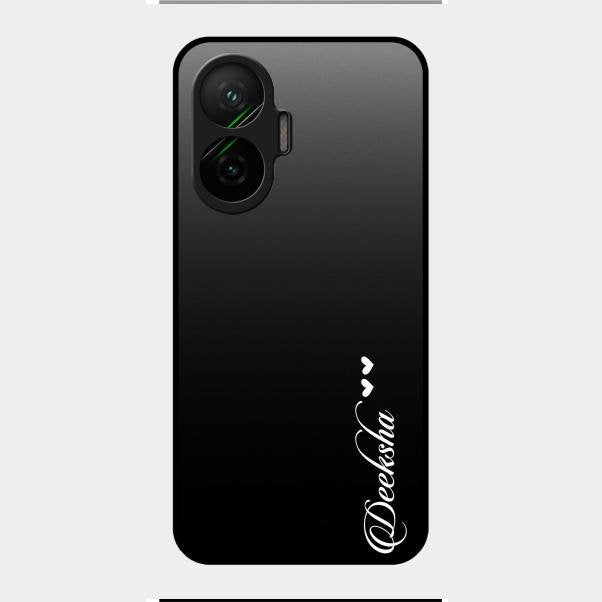 Customize Name Gradient Glass Case Cover Black For Poco F7 5G