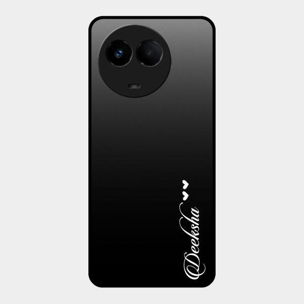 Customize Name Gradient Glass Case Cover Black For Realme 11 5G