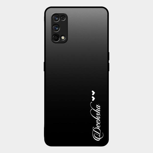 Customize Name Gradient Glass Case Cover Black For Realme 7 Pro