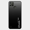 Customize Name Gradient Glass Case Cover Black For Realme C25Y