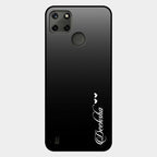 Customize Name Gradient Glass Case Cover Black For Realme C25Y