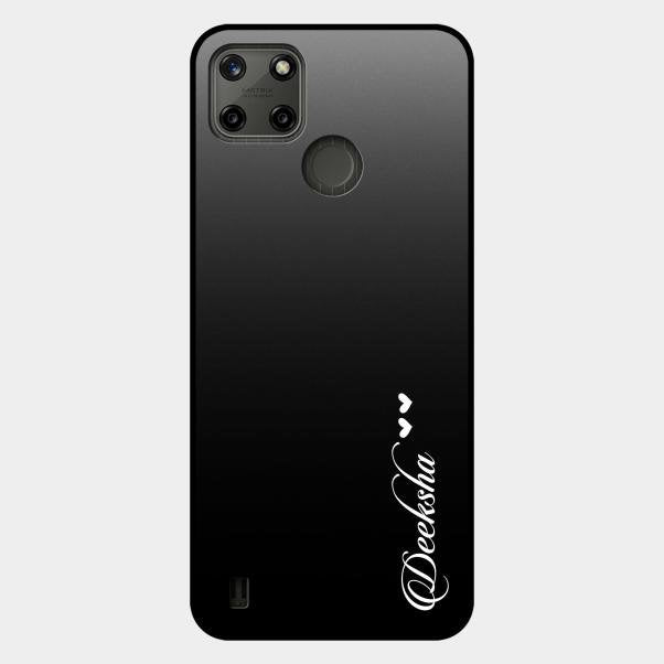 Customize Name Gradient Glass Case Cover Black For Realme C25Y