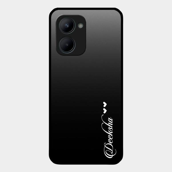 Customize Name Gradient Glass Case Cover Black For Realme C33 2023