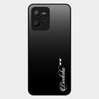 Customize Name Gradient Glass Case Cover Black For Realme C35