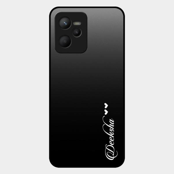 Customize Name Gradient Glass Case Cover Black For Realme C35