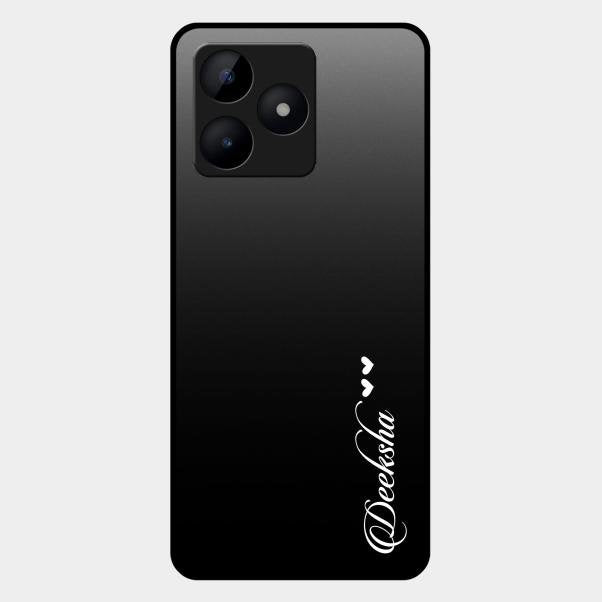 Customize Name Gradient Glass Case Cover Black For Realme C53