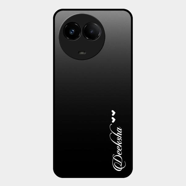 Customize Name Gradient Glass Case Cover Black For Realme C67 5G