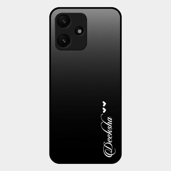 Customize Name Gradient Glass Case Cover Black For Redmi 12 5G