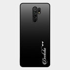 Customize Name Gradient Glass Case Cover Black For Redmi 9 Prime