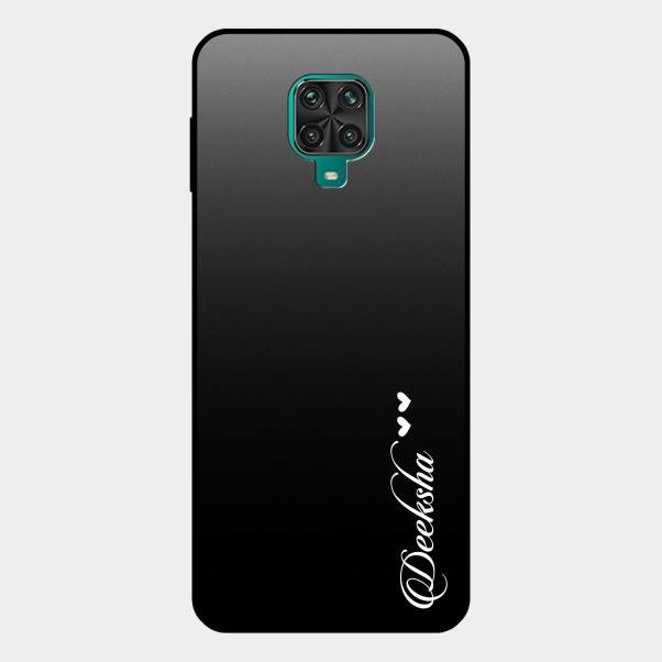 Customize Name Gradient Glass Case Cover Black For Redmi Note 10 Lite