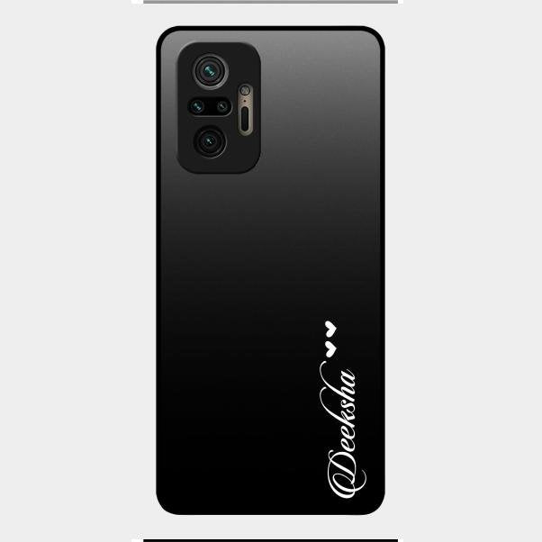 Customize Name Gradient Glass Case Cover Black For Redmi Note 10 Pro Max