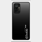 Customize Name Gradient Glass Case Cover Black For Redmi Note 10 Pro