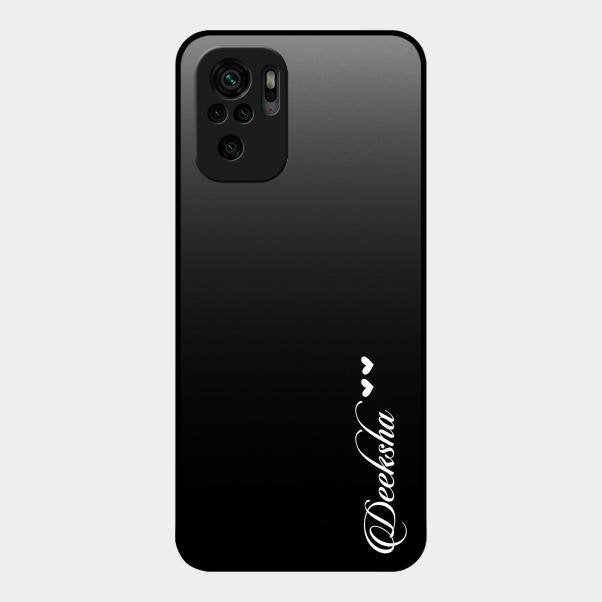Customize Name Gradient Glass Case Cover Black For Redmi Note 10