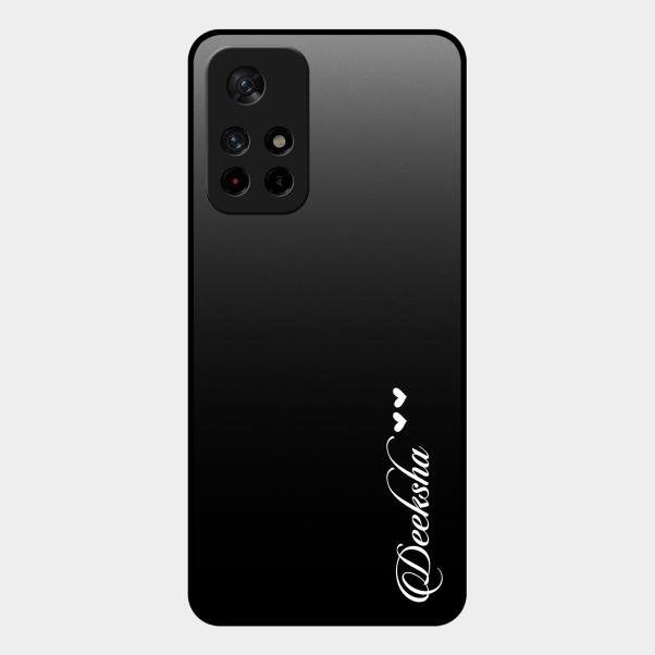 Customize Name Gradient Glass Case Cover Black For Redmi Note 11T 5G