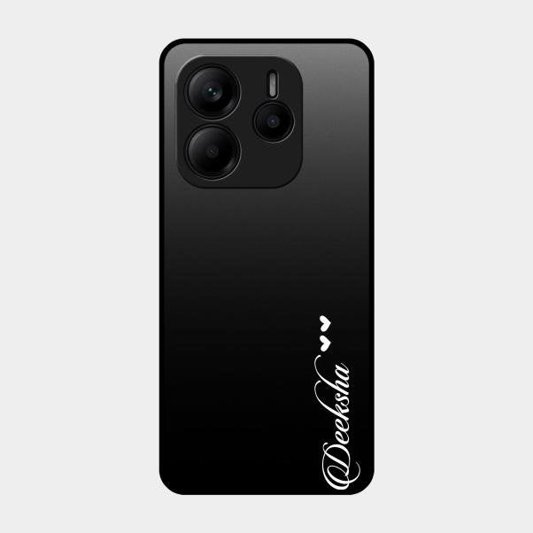 Customize Name Gradient Glass Case Cover Black For Redmi Note 14 5G