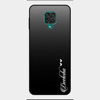 Customize Name Gradient Glass Case Cover Black For Redmi Note 9 Pro Max