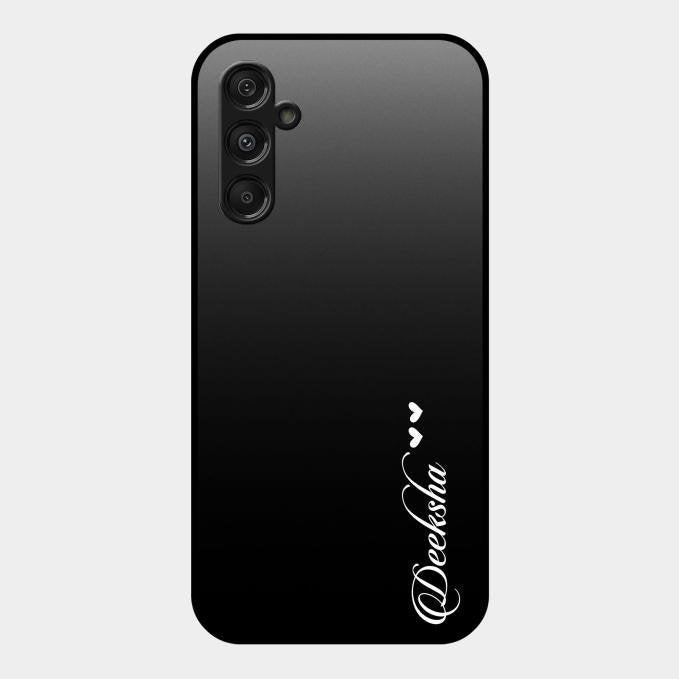 Customize Name Gradient Glass Case Cover Black For Samsung Galaxy F34 5G