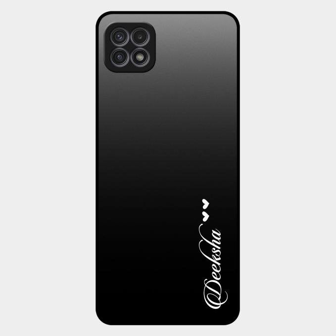 Customize Name Gradient Glass Case Cover Black For Samsung Galaxy F42 5G