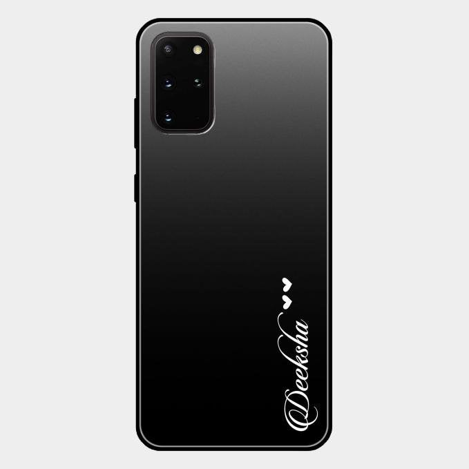 Customize Name Gradient Glass Case Cover Black For Samsung Galaxy S20 Plus