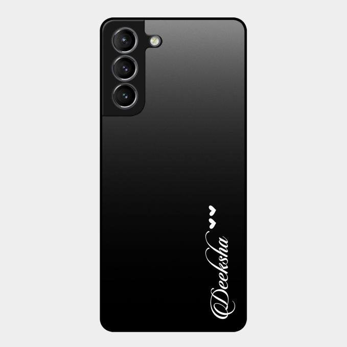 Customize Name Gradient Glass Case Cover Black For Samsung Galaxy S21 Plus