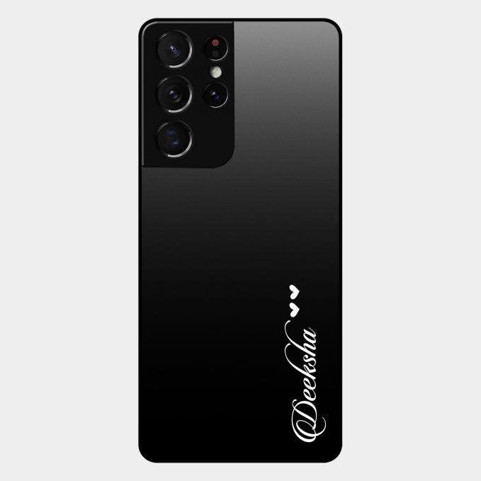 Customize Name Gradient Glass Case Cover Black For Samsung Galaxy S21 Ultra