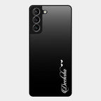 Customize Name Gradient Glass Case Cover Black For Samsung Galaxy S21
