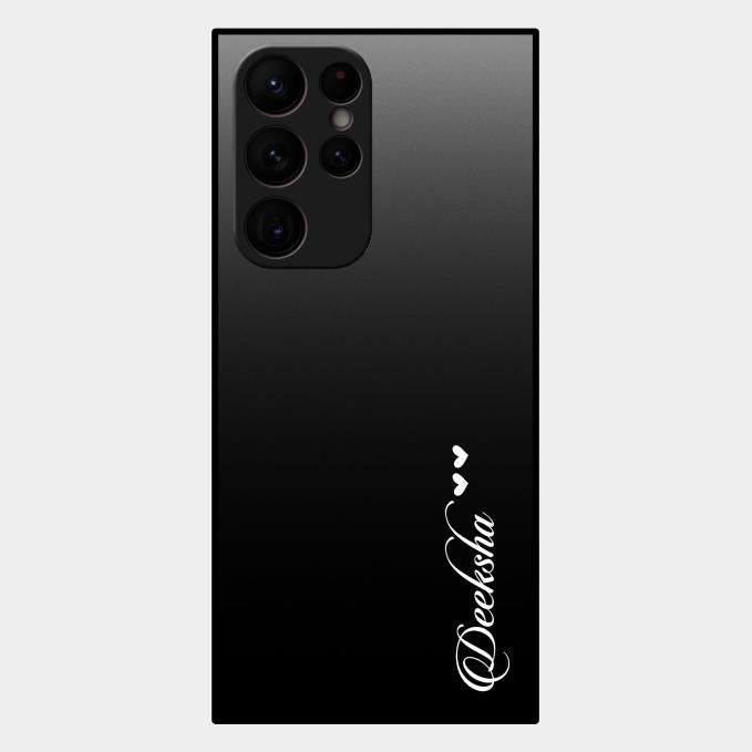 Customize Name Gradient Glass Case Cover Black For Samsung Galaxy S22 Ultra 5G