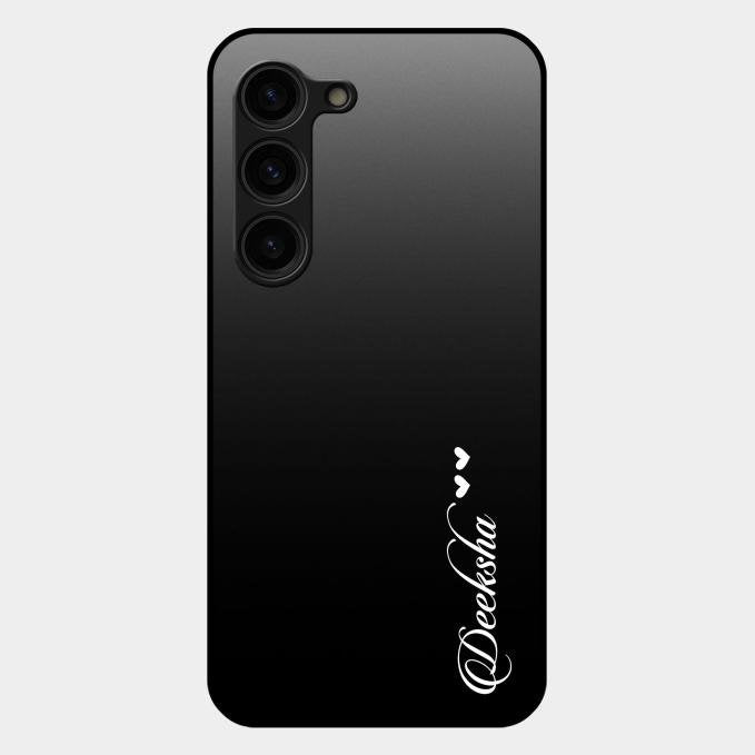 Customize Name Gradient Glass Case Cover Black For Samsung Galaxy S23 Plus 5G