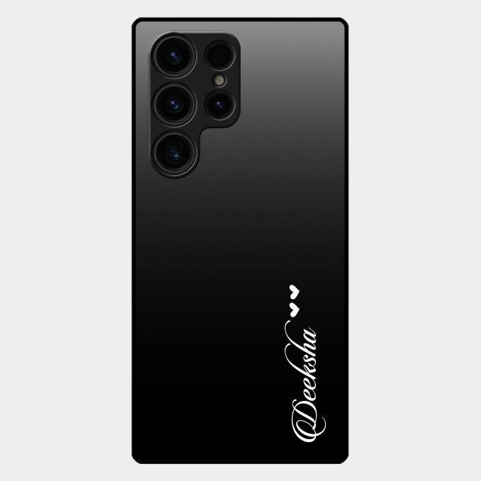 Customize Name Gradient Glass Case Cover Black For Samsung Galaxy S23 Ultra 5G
