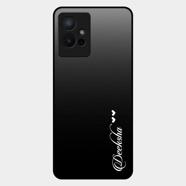 Customize Name Gradient Glass Case Cover Black For Vivo T1 5G