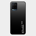 Customize Name Gradient Glass Case Cover Black For Vivo T1X