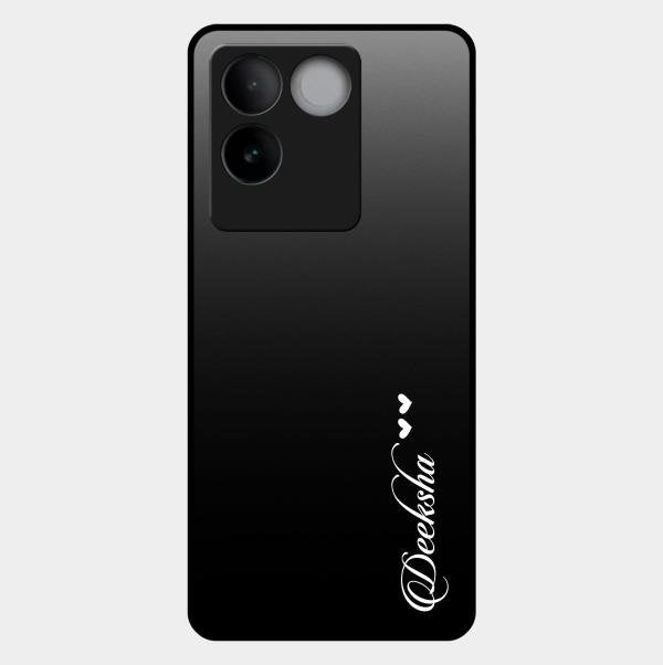 Customize Name Gradient Glass Case Cover Black For Vivo T2 Pro 5G