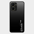 Customize Name Gradient Glass Case Cover Black For Vivo T2X 5G