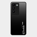 Customize Name Gradient Glass Case Cover Black For Vivo T3 5G