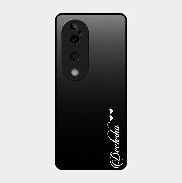 Customize Name Gradient Glass Case Cover Black For Vivo T3 Ultra