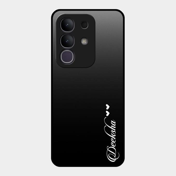 Customize Name Gradient Glass Case Cover Black For Vivo T4X 5G