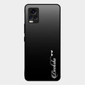 Customize Name Gradient Glass Case Cover Black For Vivo V20 2021