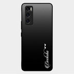 Customize Name Gradient Glass Case Cover Black For Vivo V20 Se