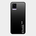 Customize Name Gradient Glass Case Cover Black For Vivo V20