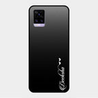Customize Name Gradient Glass Case Cover Black For Vivo V20