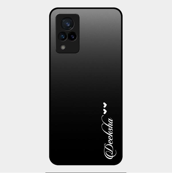 Customize Name Gradient Glass Case Cover Black For Vivo V21 5G