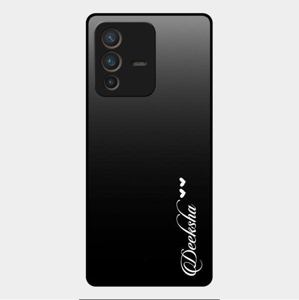 Customize Name Gradient Glass Case Cover Black For Vivo V23 Pro 5G
