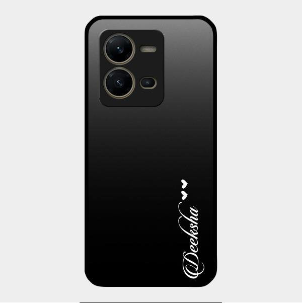 Customize Name Gradient Glass Case Cover Black For Vivo V25 5G