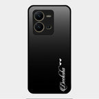 Customize Name Gradient Glass Case Cover Black For Vivo V25 5G