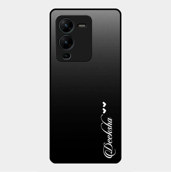 Customize Name Gradient Glass Case Cover Black For Vivo V25 Pro 5G