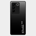 Customize Name Gradient Glass Case Cover Black For Vivo V27 5G
